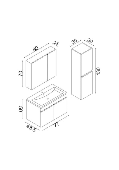 Teta Home Tokyo 80 Cm Mdf Banyo Dolabı Seti +boy Dolabı Beyaz