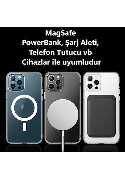 Apple Uyumlu iPhone 15 Pro Max Kılıf Magsafe Özellikli Darbe Emici Şeffaf
