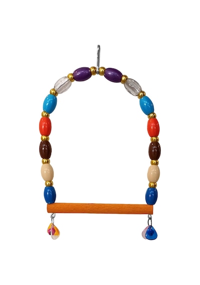 Renkli Boncuklu Ve Çanlı Muhabbet Kuşu Salıncağı 11-13.5 Cm Renkli