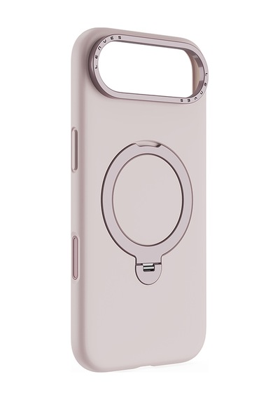 Apple Uyumlu iPhone 17 Air Kılıf M-safe Şarj Özellikli Metal Standlı Sıvı Silikon Lenyes Ck223 Kapak Pembe Pembe