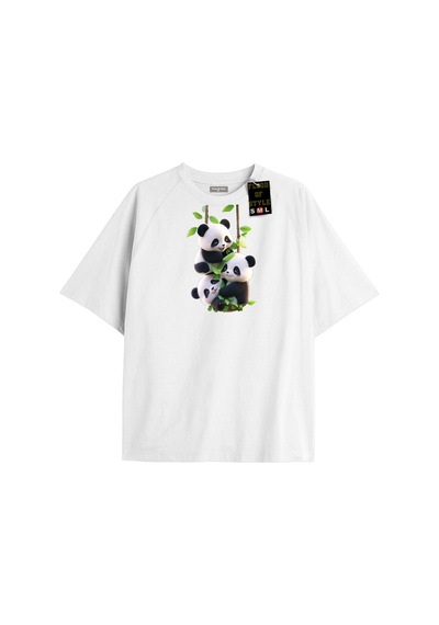 Flood Of Style Beyaz Oversize T-shirt Pandalar Özel Tasarım