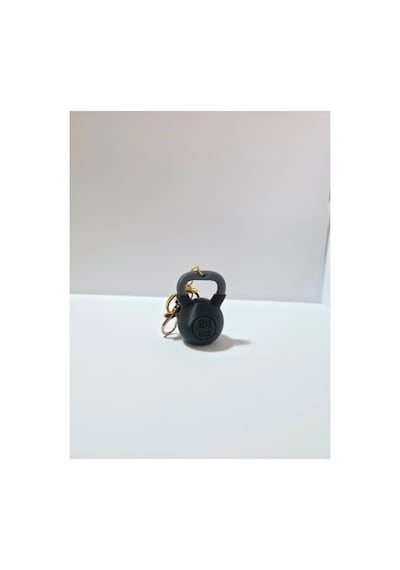 Gym Spor Kettlebell Double Anahtarlık, Çanta Charmı Süsü - Siyah