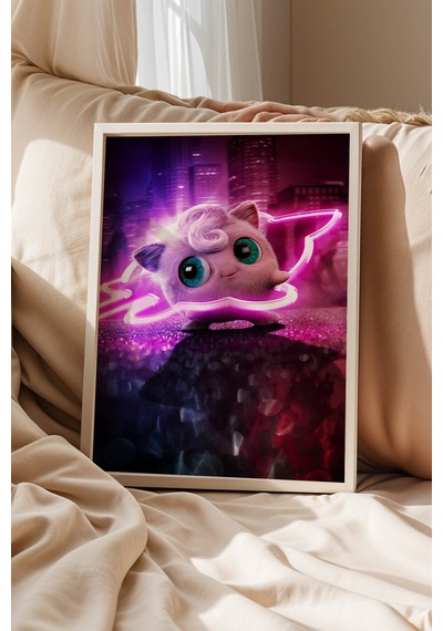 Jigglypuff Neon Pembe Çerçeveli Tablo - Lüks Realistik Pokemon Anime Modern Sinematik Duvar Dekoru Beyaz Jigglypuff Neon Pembe Çerçeveli Tablo - Lüks Realistik Pokemon Anime Modern Sinematik Duvar Dekoru Beyaz