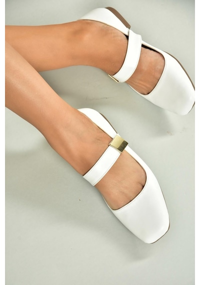 Fox Shoes U726454509 Beyaz Kadın Babet Beyaz-suni Deri