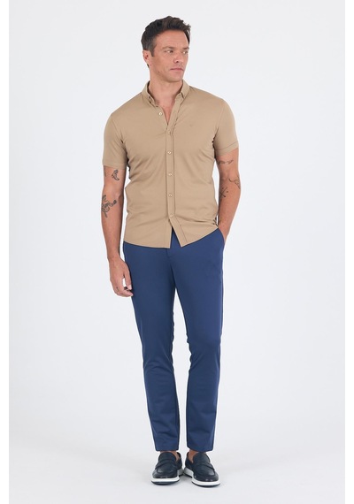 İmza Koyu Bej İtalyan Düğmeli Yaka Kısa Kol Cepsiz Slim Fit Gömlek 1004250255 Koyu Bej İmza Koyu Bej İtalyan Düğmeli Yaka Kısa Kol Cepsiz Slim Fit Gömlek 1004250255 Koyu Bej