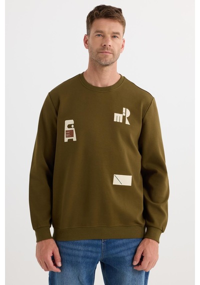 Tudors Erkek Relax Fit Rahat Kesim Pamuklu Lastikli Kol Bisiklet Yaka Baskılı Haki Sweatshirt-37305 Haki Tudors Erkek Relax Fit Rahat Kesim Pamuklu Lastikli Kol Bisiklet Yaka Baskılı Haki Sweatshirt-37305 Haki