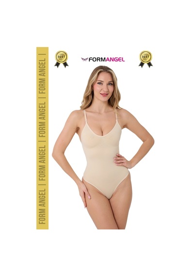 Carlburn Korse İz Bırakmayan Kaymaz Seamless Toparlayıcı Dikişsiz Kadın Çıtçıtlı String Body Korse - 4 Adet Ten