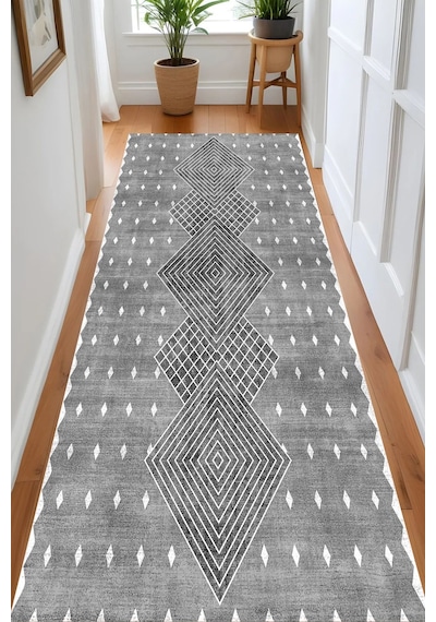 Eliana Home Dijital Baskı Yıkanabilir Kaymaz Taban Salon Halısı Ve Yolluk Rv062-fnl335 Gri