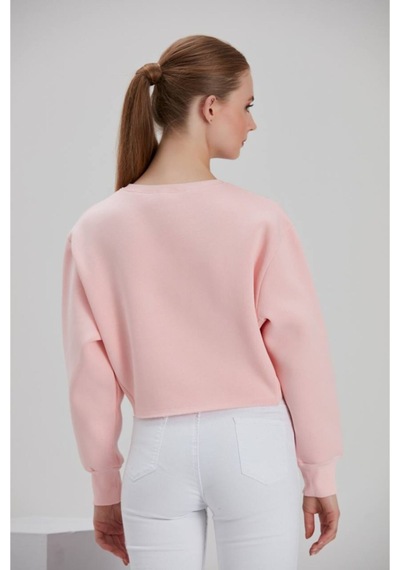 Meecy Kadın Pembe Baskılı Sweatshirt Pembe Pembe