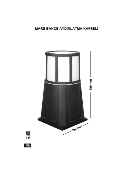 Mars Kafesli Set Üstü Bahçe Lambası Zita Bahçe Aydınlatması 35 Cm Yer Lambası 220v Ip54