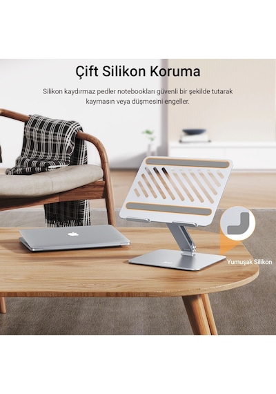 Juo Alüminyum Notebook Standı Yükseklik Ve Eğim Ayarlı Ergonomik Metal Laptop Standı