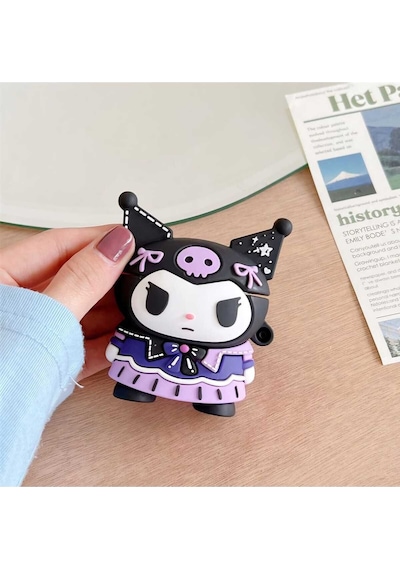 Apple Uyumlu iPhone 3. Nesil  Koruyucu Bluetooth Kulaklık Kılıfı Kuromi Figürlü Kuromi Airpods 3. Nesil