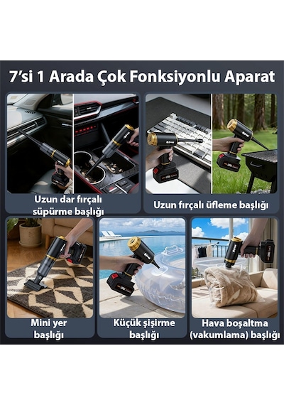 Ezere St-6609c 20000pa Güçlü Dijital Göstergeli Vakumlu Kablosuz Üflemeli Araç Süpürgesi