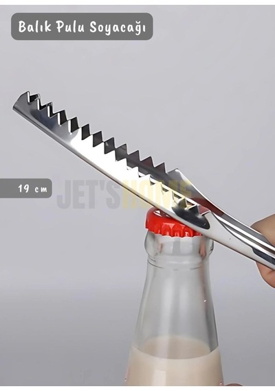 Balık Pulu Soyacağı Şişe Açacağı Balık Soyucu Paslanmaz Çelik Balık Soyucu 19 Cm Metalik Gri