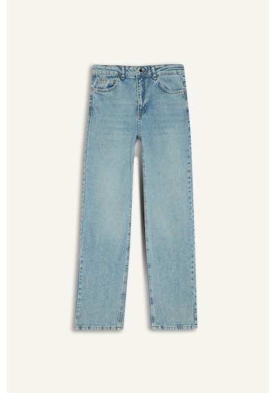 Defacto Comfort Straight Normal Bel Bilek Boy Jean Yıkamalı Pantolon G2215ax25wnnm28 Mavi