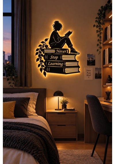 Led Işıklı Tablo Kitap Okuyan Kız Dekoratif Duvar Tablosu Never Stop Learning Kitap Temalı Dekoratif Sarı - 932543327 Sarı Led Işıklı Tablo Kitap Okuyan Kız Dekoratif Duvar Tablosu Never Stop Learning Kitap Temalı Dekoratif Sarı - 932543327 Sarı