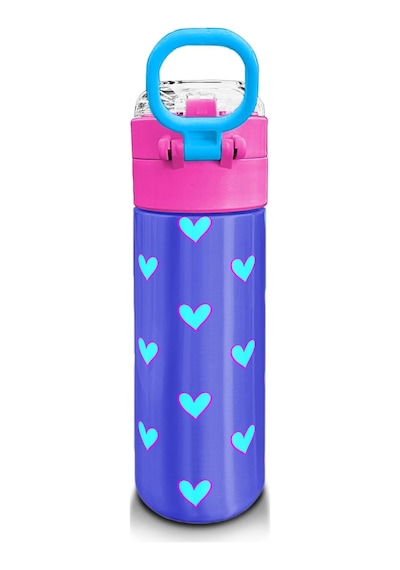 Coral High Kids Lavanta Pembe Kalp Desenli Pipetli Ve Direkt İçim Çelik Termos 500 Ml 31922 Lavanta - Pembe
