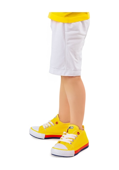 Kiko Kids Tinna Bağcıklı Erkek Bebek Keten Spor Ayakkabı Sarı