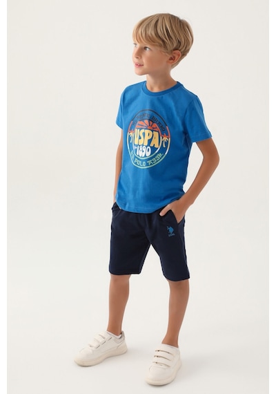 U.S. Polo Assn. Lisanslı Crew Neck Cobalt Erkek Çocuk Bermuda Takım 5274-43147 Cobalt