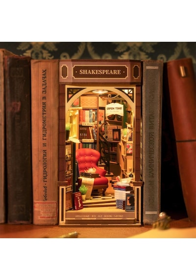 Rolife Tgb07 Kitapçı Bookstore Kitap Köşesi Book Nook Dıy Minyatür Maket Model Seti Mini Dollhouse 3d Model Kit Detaylı Dekoratif Hobi Seti 3d Puzzle Tiny House
