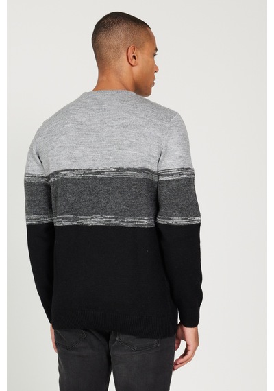 AC&Co / Altınyıldız Classics Erkek Grı-sıyah Standart Fit Normal Kesim Bisiklet Yaka Triko Kazak Gri - Siyah AC&Co / Altınyıldız Classics Erkek Grı-sıyah Standart Fit Normal Kesim Bisiklet Yaka Triko Kazak Gri - Siyah