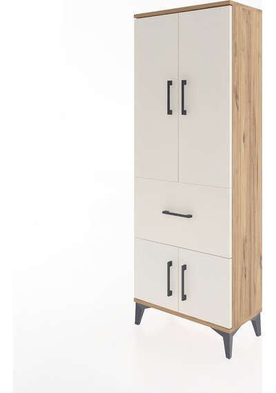 Arges Dolap 3 Raflı Tek Çekmeceli 4 Kapaklı 60x30x163 Çam-aytaşı Atlas Çam
