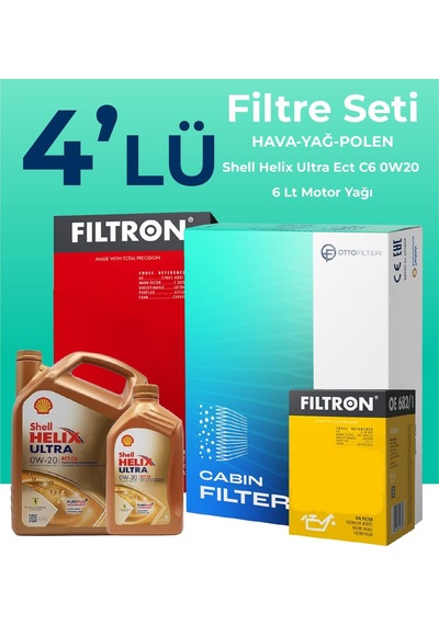 Filtron Volvo S90 2.0 Dizel D4 Filtre Bakım Seti Shell Motor Yağlı (2016-2018) 4 Lü