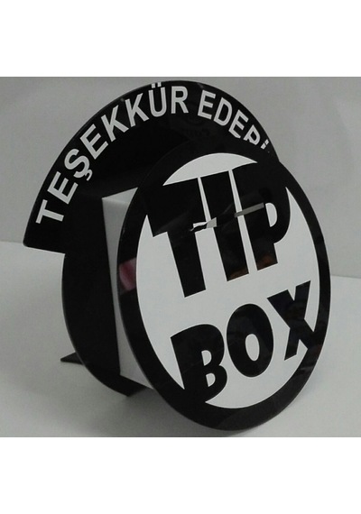 Tip Box Bahşiş Kutusu, Sadaka Kutusu ve Kumbara Siyah Daire Model Pleksi