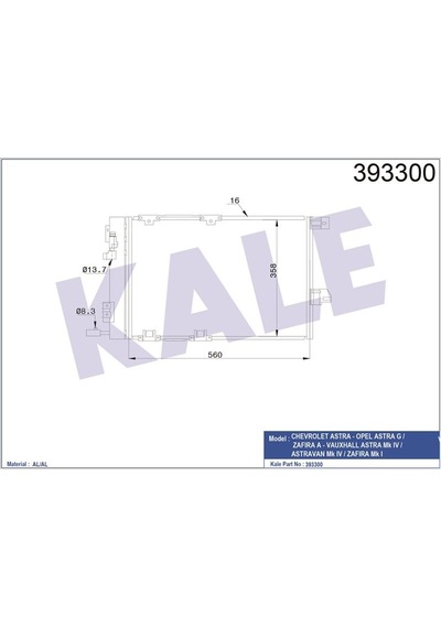 Kale Klıma Radyatoru Opel Astra G Zafıra A 98-01 Klr-393300