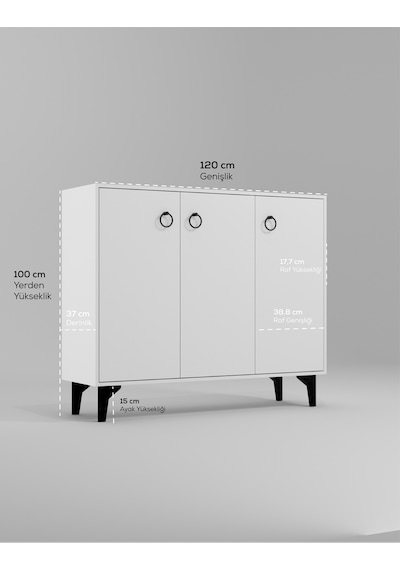 Dekorfim DF08102B MDF Ayakkabılık Antre Hol Çok Amaçlı Dolap Ayakkabı Dolabı