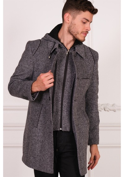 Plt8335 Dewberry Erkek Palto-diagonal Gri Diagonal Gri