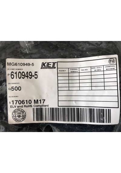 Ket Mg610949-5 Otomotiv Kablo Konnektörü 500 Adet