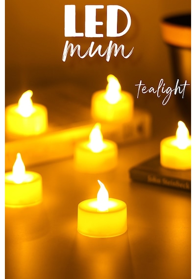 6 Adet Led Mum Tealight Mini Dumansız Pilli Alevli Dekoratif Yapay Mum Işıldak Beyaz 1036-2 Beyaz