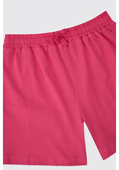 Panço Kız Çocuk Şort Tişört 2'li Fuşya Alt Üst Takım 2611gk17014 Pembe