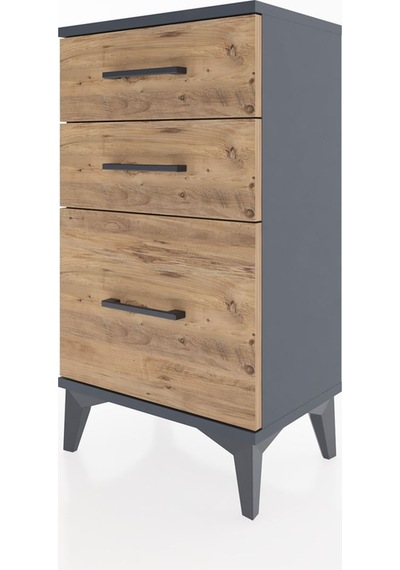 Arges Komodin 3 Çekmeceli 44x30x80 Antrasit-çam Antrasit