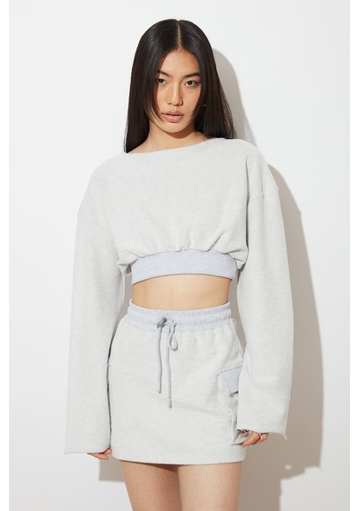 About Blank Lastikli Crop Sweatshirt Acı Kahverengi