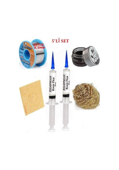 Lehimleme Seti 40 G 0,5 Mm Lehim Teli Flux Lehim Toplama Havya Uc Temizleyici Seti Tk292