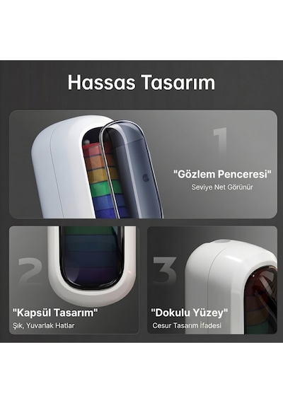 Tuvalet Fırçası Seti Otomatik Kapak Braket Duvara Monte Şeffaf Hazneli Tek Kullanımlık Wc Klozet E Beyaz - Gri