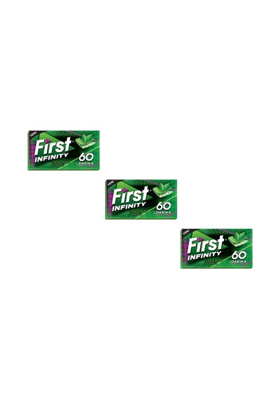 First 60 Dk Infinity Yeşil Nane Aromalı Şekersiz Tatlandırıcılı Sakız - 3'lü Paket