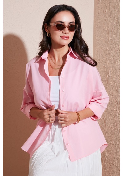 Lela Pamuk Karışımlı Regular Fit Bayan Gömlek 6772418 Şeker Pembe Lela Pamuk Karışımlı Regular Fit Bayan Gömlek 6772418 Şeker Pembe