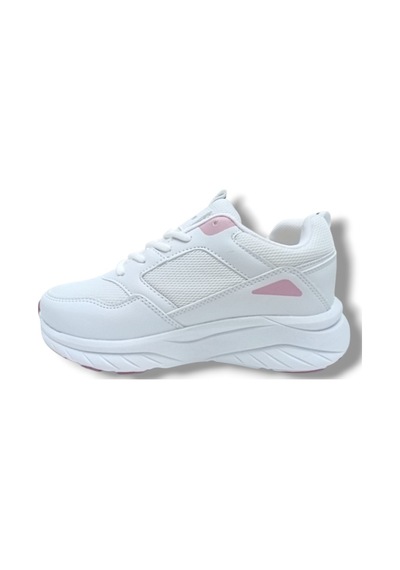 Queen Step 2110-26 Deri Anorak Anatomik Kadın Sneaker Beyaz Pembe Beyaz
