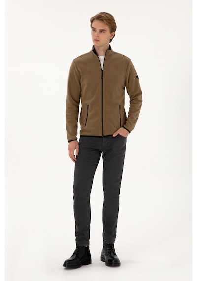 U.S. Polo Assn. Erkek Regular Fit Haki Polar Örme Hırka 50313779-VR027