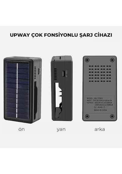 Upway Güneş Enerjili Çok Fonksiyonlu Pil Telefon Şarj Cihazı - Elektrikli Ve Güneş Enerjili Şarj