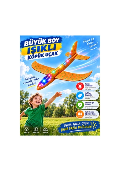 Led Işıklı Köpük Uçak Oyuncak -büyük Boy Hafif Ve Dayanıklı Eva Köpük Kolay Kurulum Açık Hava Çocuk Oyuncağı - 921723640