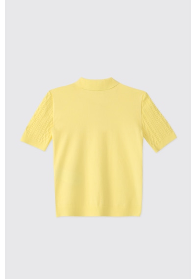 Panço Kız Çocuk Polo Yaka Sarı Triko 2611GK18004