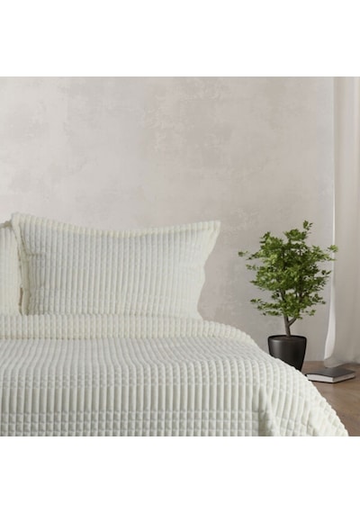 Merinos Modern Line Beyaz Çift Kişilik Yatak Örtüsü Takımı