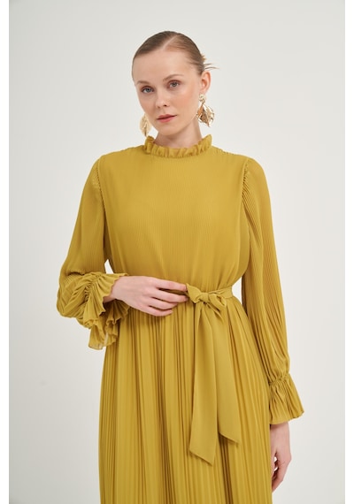 FTZ Women Ftz Plise Şifon Elbise Kivi 31019 Kivi Yeşil