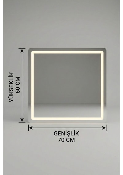 Modern Tasarım 60x70 Led Aydınlatmalı Dokunmatik Duvar Aynası Günışığı