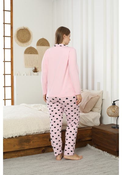 Siyah İnci Desenli Büyük Beden Battal Boy Gömlek Yaka Düğmeli Milan Örme Pijama Takım 25224313 Pembe Siyah İnci Desenli Büyük Beden Battal Boy Gömlek Yaka Düğmeli Milan Örme Pijama Takım 25224313 Pembe