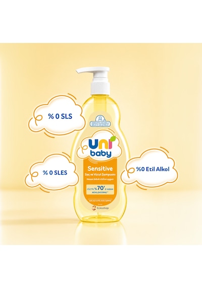 Uni Baby Sensitive Saç ve Vücut Şampuanı 500 Ml 3'lü